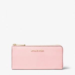 Jet Set Travel Large Saffiano Leather Quarter-Zip Wallet